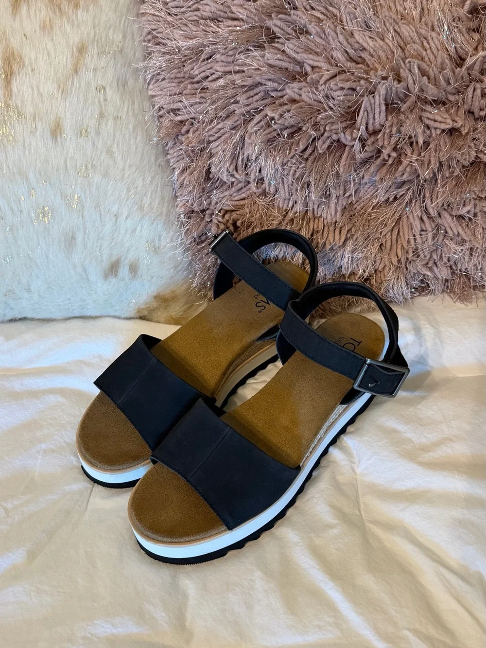TOMS Leather Espadrille Sandals